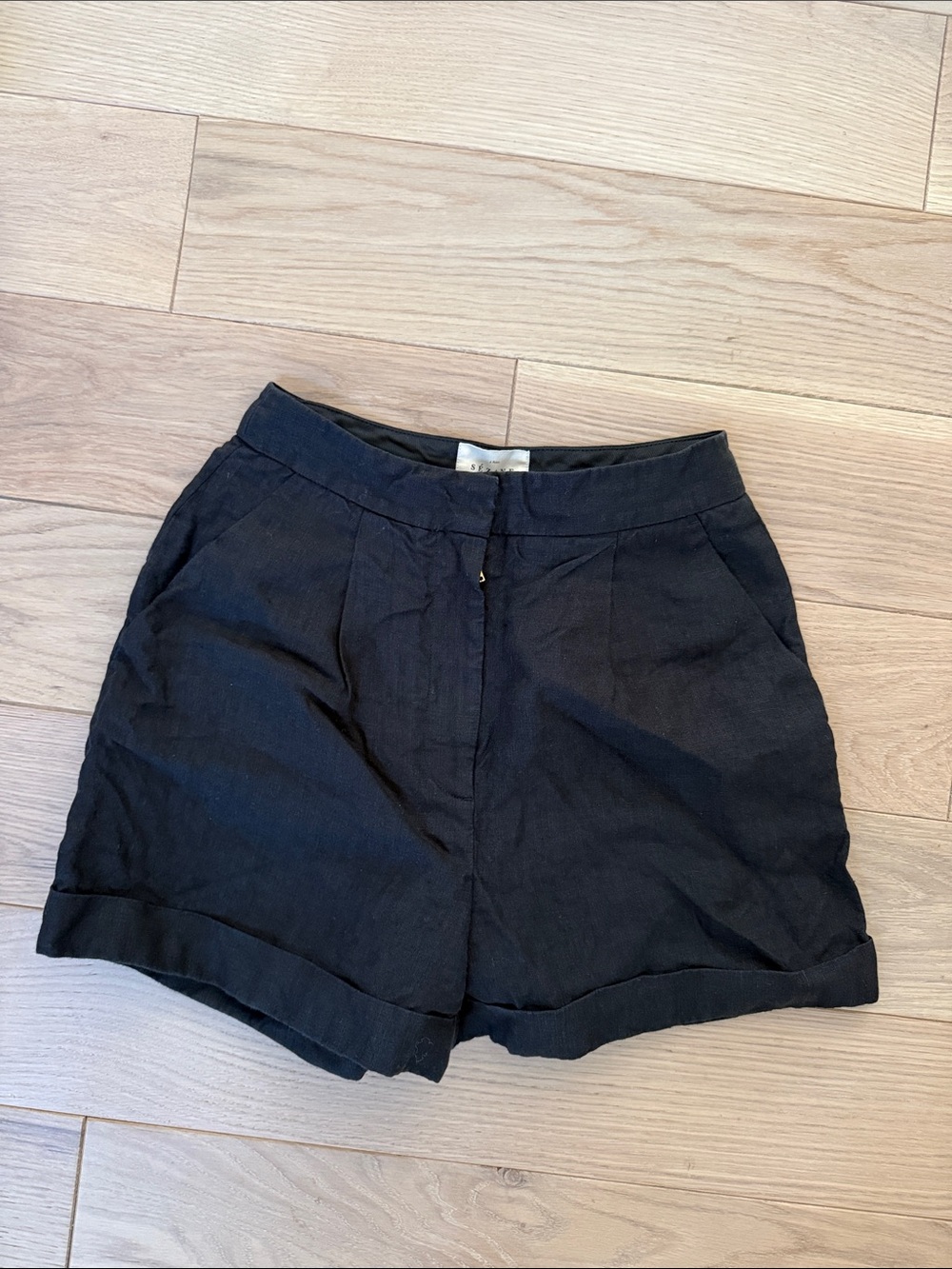 Sezane Black Tailored Cuffed Women's Shorts